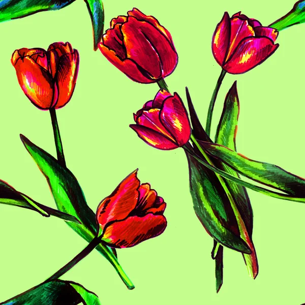 Бесшовный рисунок с тюльпанами — стоковое фото