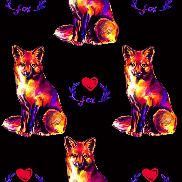 Tilki ile renkli seamless modeli