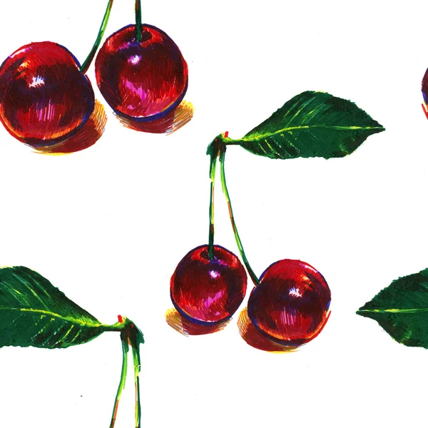 Olgun kiraz ile renkli dikişsiz desen .