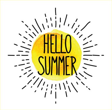 Merhaba yaz! Vektör serbest el çiziminin