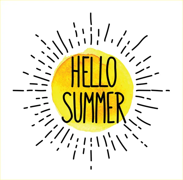 Merhaba yaz! Vektör serbest el çiziminin