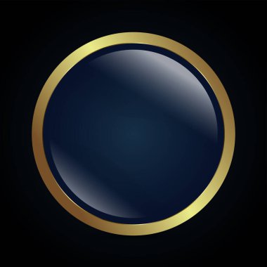 Bir Çember Altın Sancak, Düğme, Sembol, Simge, Düğme Kavramsal Vektör Tasarımı Çevresinde Altın Vuruşlar ve Lüks Düğme Vektör Tasarımı