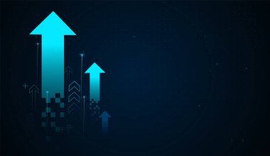 Dijital ok, olumlu finansal eğilimleri ve Fintech yeniliğinin gücünü göstererek yukarı doğru işaret ediyor. Yüksek teknoloji geçmişi piyasa ivmesini vurguluyor