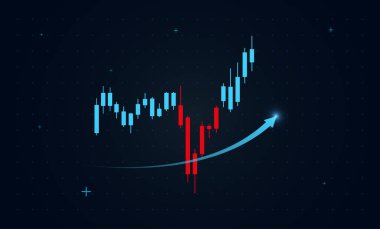 Neon mavisi şamdanlar hisse senedi analizleri için fütüristik bir gösterge paneli oluşturur. Yumuşak eğimli eğilimler, uçuculuğun sürekli yükselen momentuma dönüştüğünü vurgular