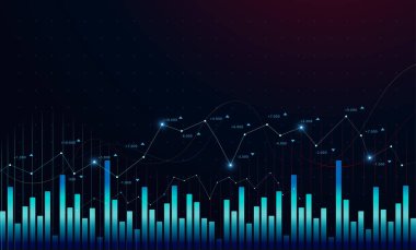 Hisse endeksi eğilimlerini, fiyat dalgalanmalarını ve ticari sinyalleri gösteren finans tablosu. Finansal grafik hisse senedi fiyat değişikliklerini, indeks verilerini ve kar analizi kavramını gösteriyor