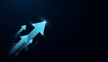 Parlak efektli yukarı mavi ok dizisi yenilik, büyüme ve grafik momentumunu yakalar. Mavi parlayan oklarla yukarı doğru ilerleyen bir konsept çizelgesi
