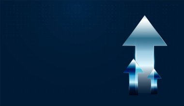 Dijital oklar, başarılı kavramların tasarımında kullanılan bir eğilim. Soyut ok bileşimi geleceğin yönünü, kasıtlı hamleyi ve yenilik artırma stilini yansıtır