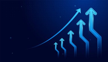 Oklar aşağı, yani düşen hisse senedi grafiği, iş için olumsuz senaryo, Modern ok arkaplanı yönü görselleştirir, soyut ok hareketi ilerlemeyi, yeniliği iletir