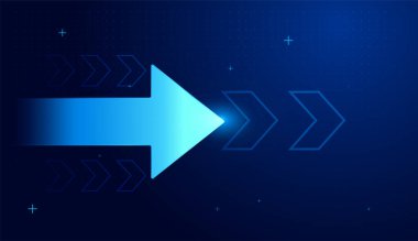 Tekrarlayan oklar sürekli hareket ve sürekli finans artışını vurguluyor. Ok, vektöre yönelik finans hareketini sembolize eden stratejik bir noktayı vurguluyor.