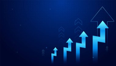 Mavi oklar finans hedefi ayarlamasına ve stratejik hamleye işaret ediyor. Düşen oklar serisi iş ve ekonomi kavramlarını sunar. Tasarım arka planı.