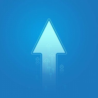 Geniş oklar, finans büyümesini ve net bir hedefe doğru sürekli artışı temsil ederek yukarı doğru işaret ediyor. Kalın yukarı doğru oklar güçlü bir finans eğilimini vurguluyor