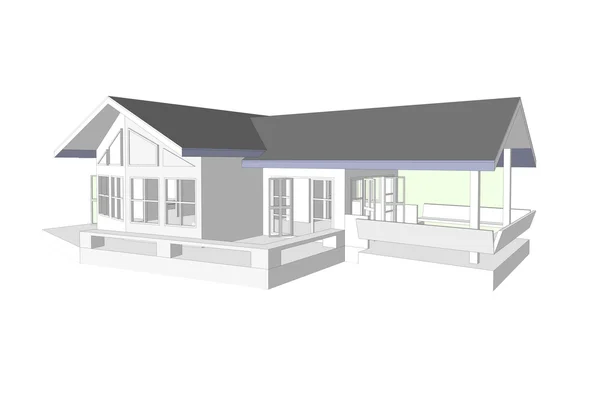 Nowy dom 3d model komputera — Zdjęcie stockowe