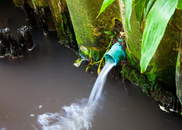 irrigation  waste water into water sources with drainage pipe