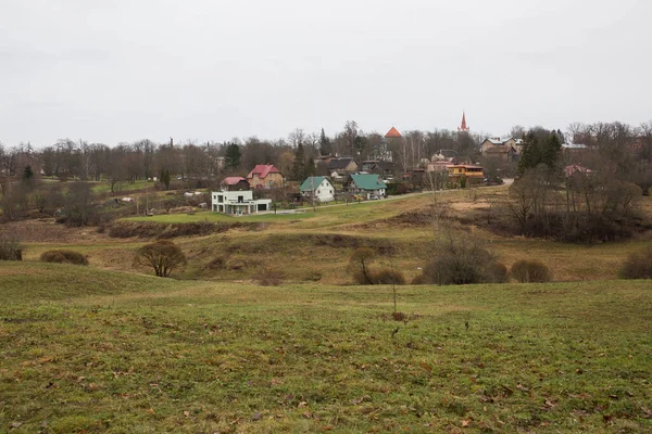 City Cesis Latvia City Meadow Buildings Travel Photo 2020 — Stock Photo, Image