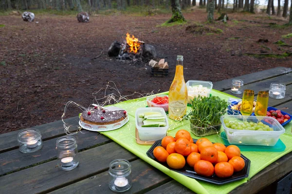 City Cesis Latvia Outdoor Table Food 2021 — Stock Photo, Image