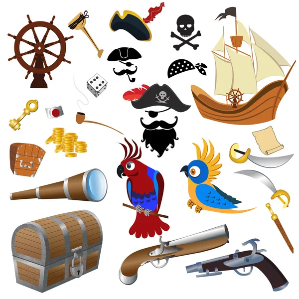 Una ilustración vectorial de conjuntos de iconos piratas + 25 — Vector de stock