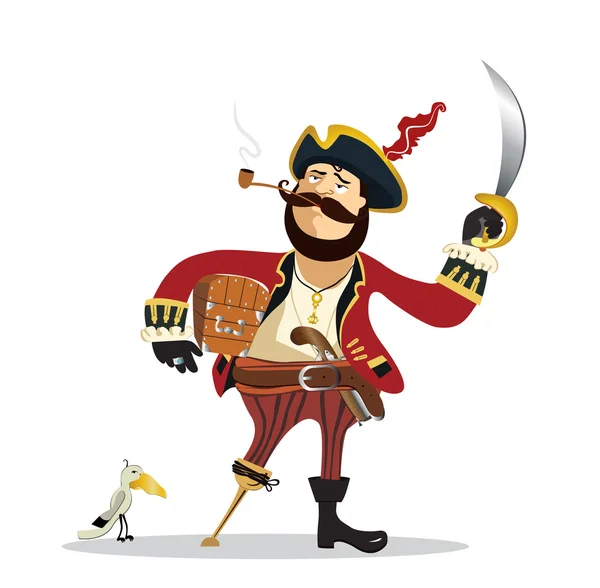 Orgulloso pirata plano — Vector de stock