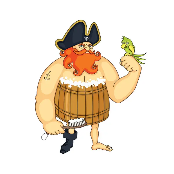Pirat z czystego broda czerwony na białym tle — Zdjęcie stockowe