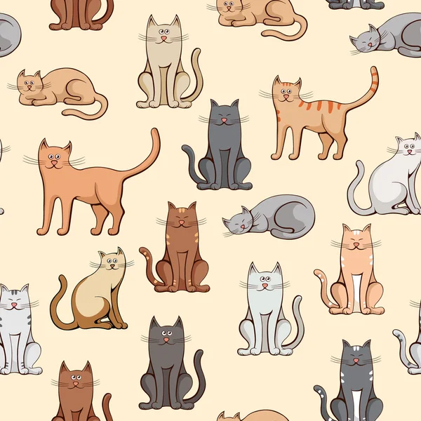 Various cats seamless pattern — Stock Vector