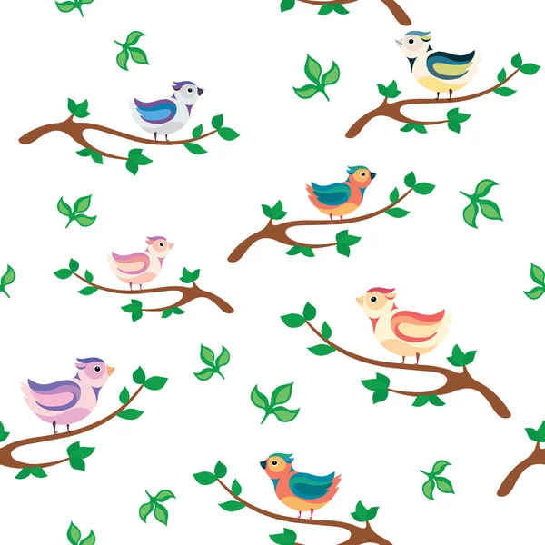 Bird on a branch seamless pattern — Free Stock Photo