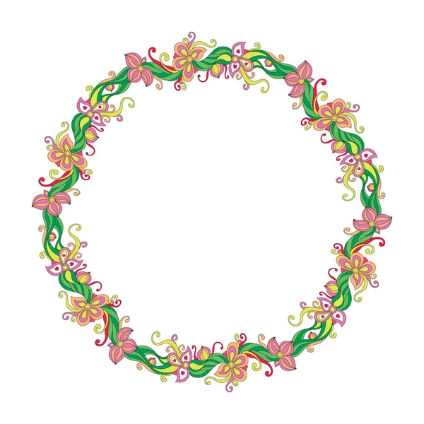 Round floral frame — Stock Vector