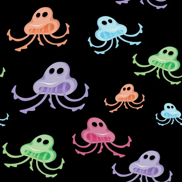 Patrón inconsútil coloridos monstruos medusas — Vector de stock