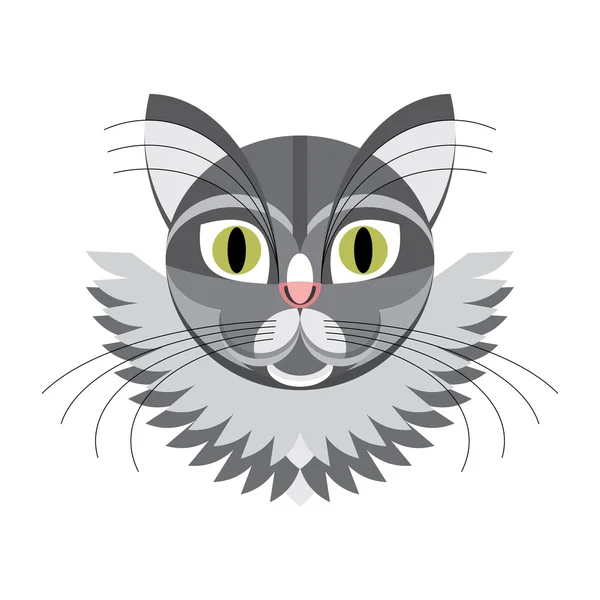 Ansikte grå katt — Stock vektor