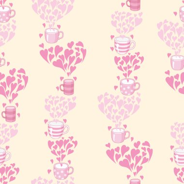 Dikişsiz desen çay ve kalpler