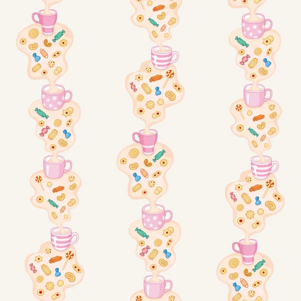 Modèle sans couture heure du thé et des bonbons — Image vectorielle