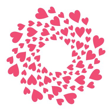 Kalplerin kırmızı yuvarlak çerçeve