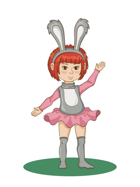 Chica en un traje de conejo — Vector de stock
