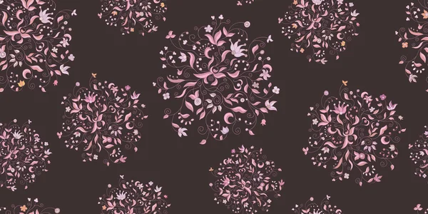 Безшовний квітковий візерунок з рожевих квітів на темному тлі — стоковий вектор