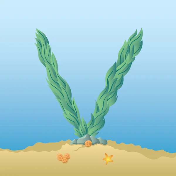 Alfabeto marino. Ilustración de una letra V bajo el agua — Vector de stock