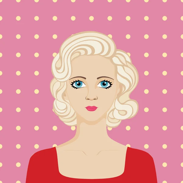 Portrait de rockabilly fille aux cheveux blonds — Image vectorielle