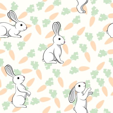 tavşan ve havuç seamless modeli