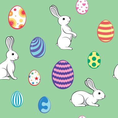 Paskalya yumurtaları ve tavşan seamless modeli