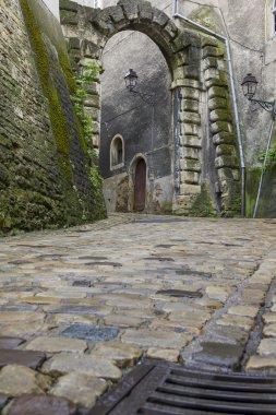 Old archway in the Lower City of Luxembourg clipart