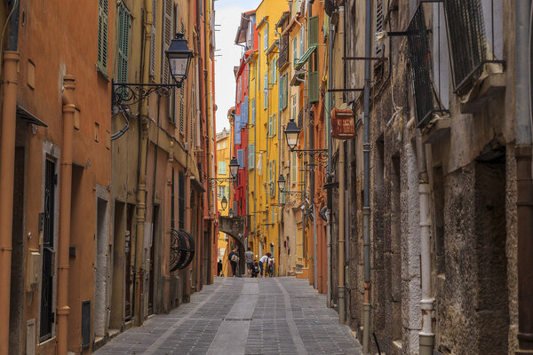 This is one of the streets of ancient historical part of town May 21, 2015 in Menton, France.