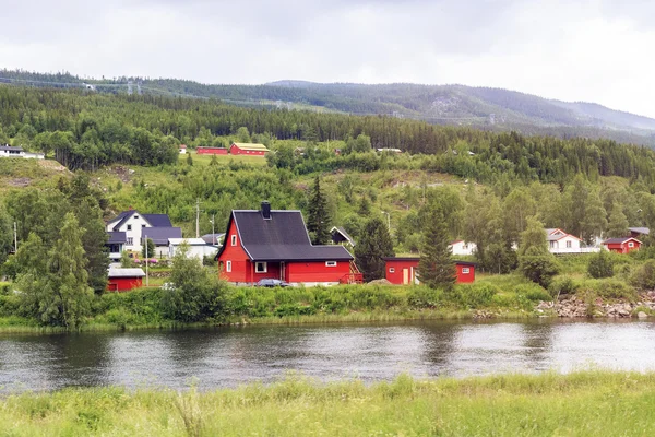 Mała wioska norweska — Zdjęcie stockowe