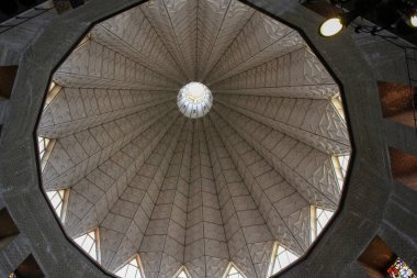 NAZARETH, ISRAEL - MAY 7, 2011: This is an inside view of the central dome of the modern building of the Basilica of the Annunciation