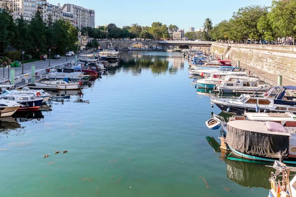 Paris Francja Sierpnia 2019 Jest Część Kanału Świętego Marcina Znanego — Zdjęcie stockowe