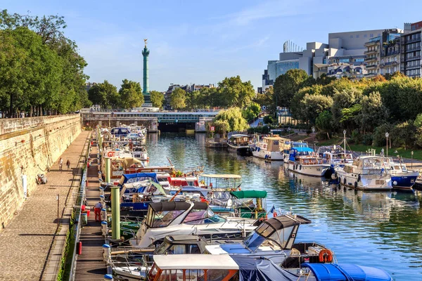 Paris Francja Sierpnia 2019 Część Kanału Świętego Marcina Pobliżu Placu — Zdjęcie stockowe