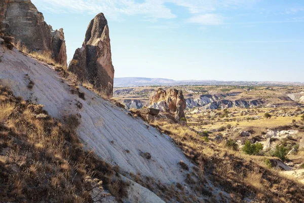 Volcanic Tuff Reefs Cappadocia Stand Out Unusually Fabulously Rugged Terrain — Stock Photo, Image