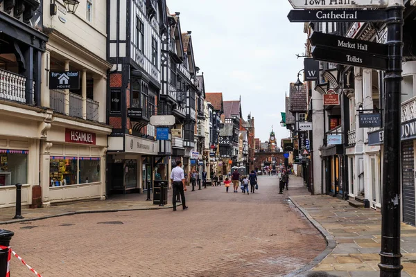 Chester Great Britain September 2014 Eastgate Street Historic City Center — Stock Photo, Image