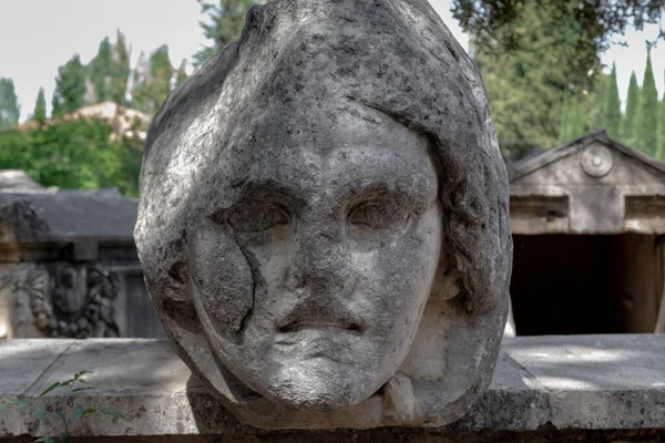 Geyre Turkey May 2021 Face Medusa Gorgon Remains Antique Sarcophagus — Stock Photo, Image