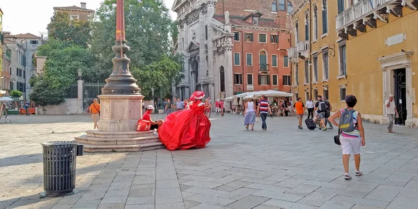 Venedik Talya Eylül 2018 Burası Piazza San Stefano Rönesans Kıyafetleriyle — Stok fotoğraf
