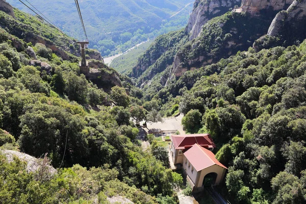 Montserrat Espanha Maio 2017 Esta Estação Inferior Funicular Linha Teleférico — Fotografia de Stock