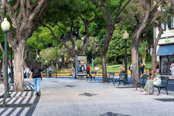 Funshal Portugal Agosto 2021 Bulevar Peatonal Centro Ciudad Con Patrón —  Fotos de Stock