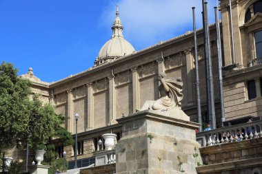BARCELONA, SPAIN - MAY 9, 2017: This is one of the sculptures that decorate the upper terrace of the Palace of Sant Jorge.