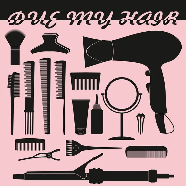 Símbolo relacionado con la peluquería. Vector conjunto de accesorios para hair.beauty — Vector de stock